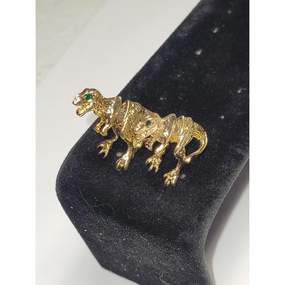 Gold-tone Peekaboo T-Rex Dinosaur Earrings Studs Jewelry Gift Modern Funky...
